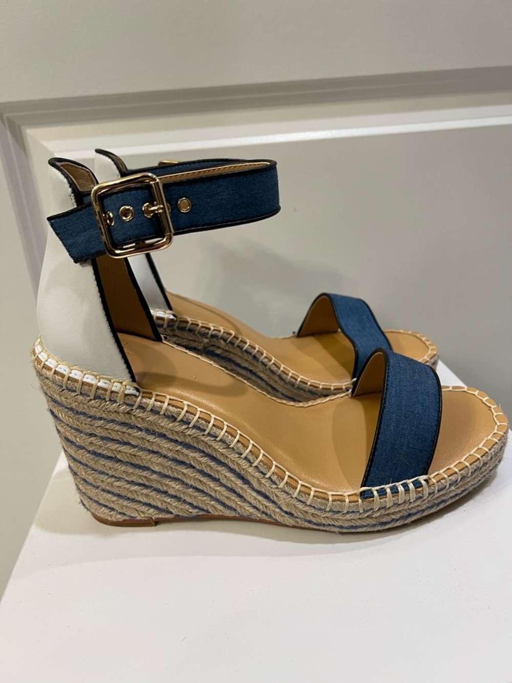 Cabi Style #6019 Blue Espadrille Wedge Sandals - Women
